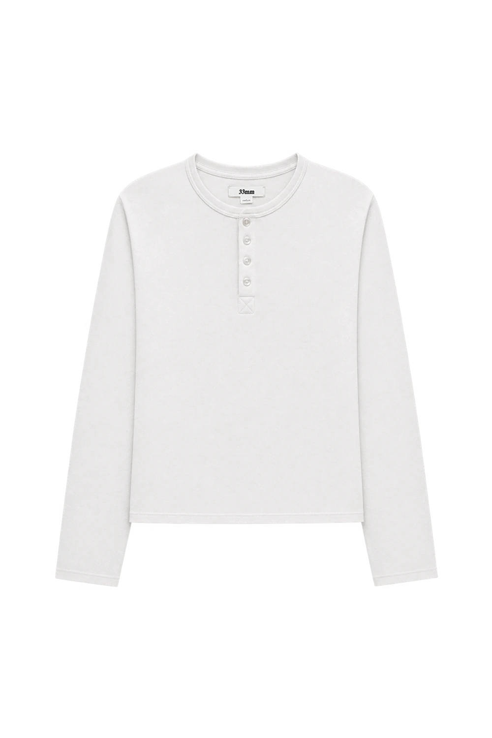 Ezra Ribbed Henley, White fra 33mm