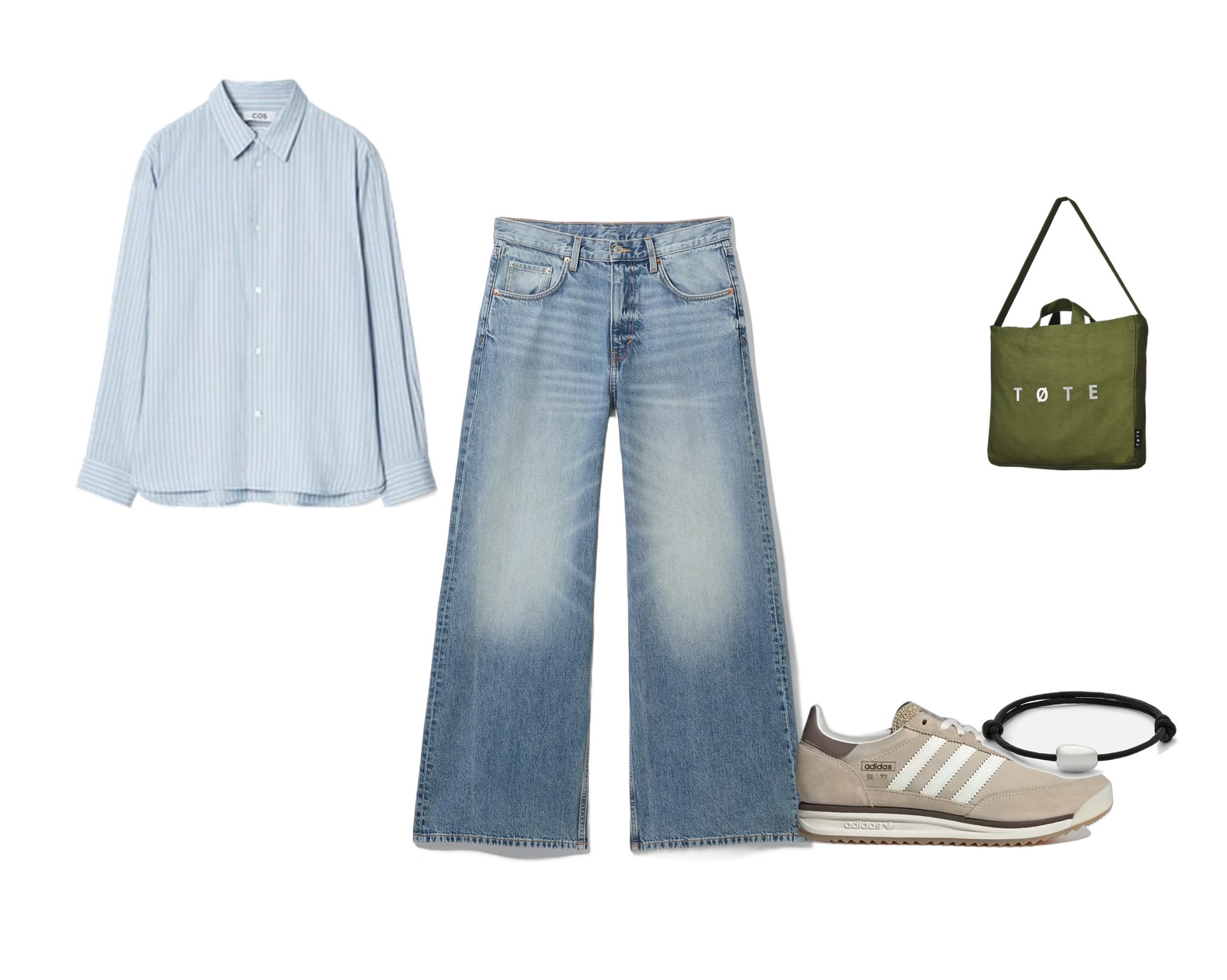 Blå striber / Lys denim / Oliven