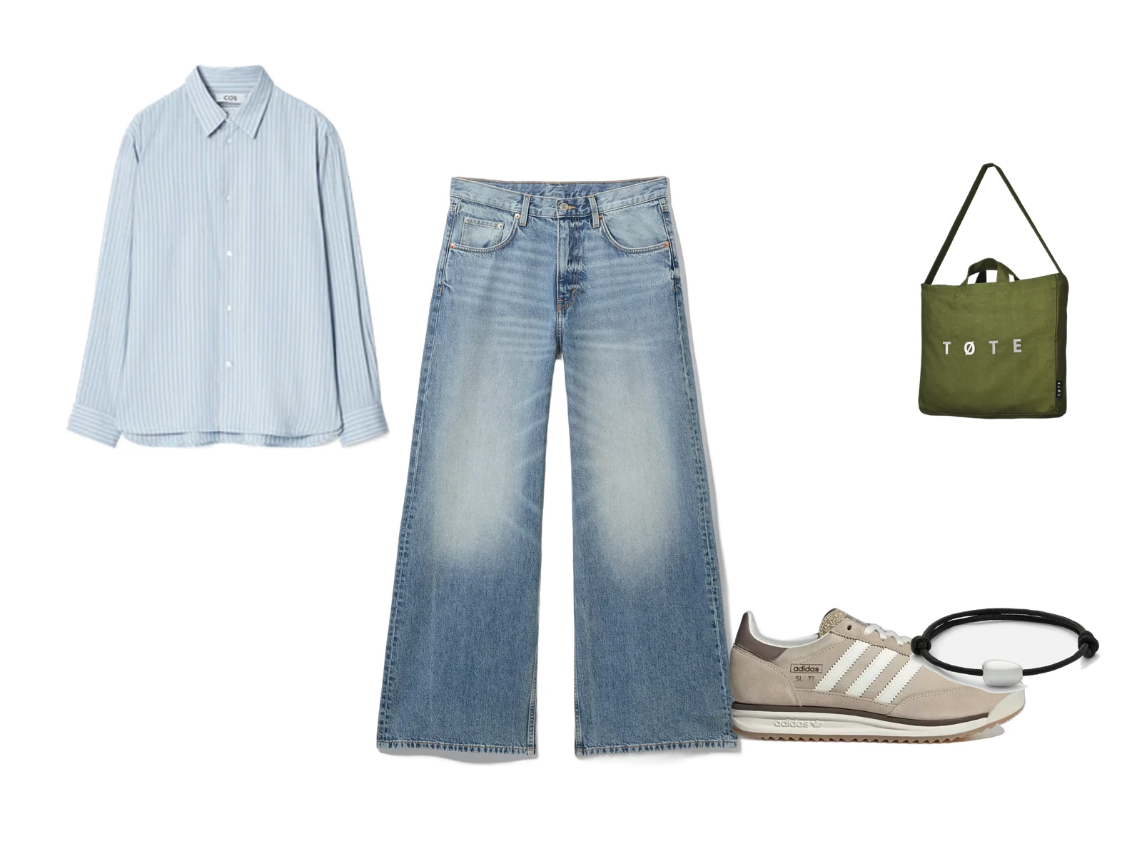 Blå striber / Lys denim / Oliven
