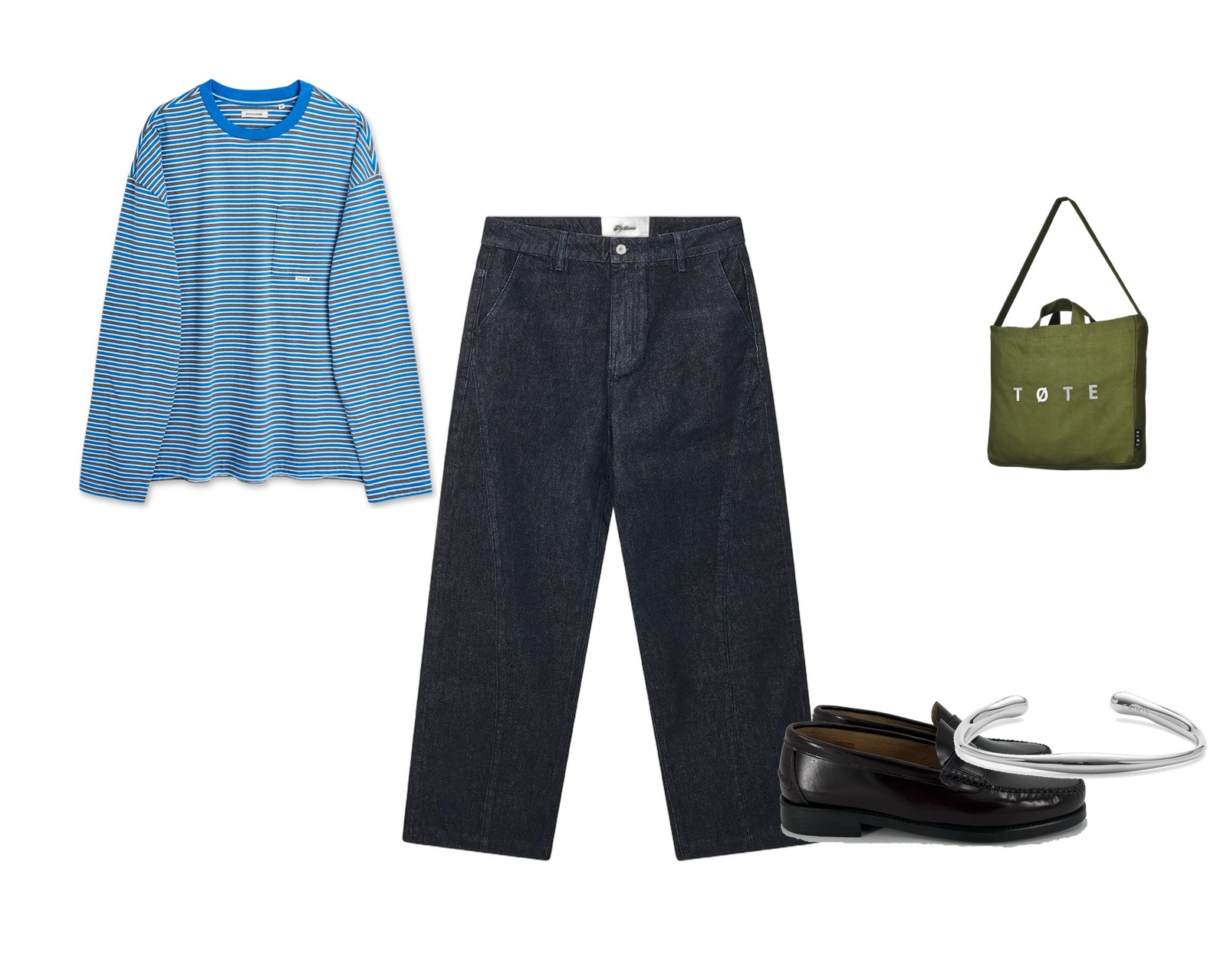 Blå striber / Rå denim / Bordeaux