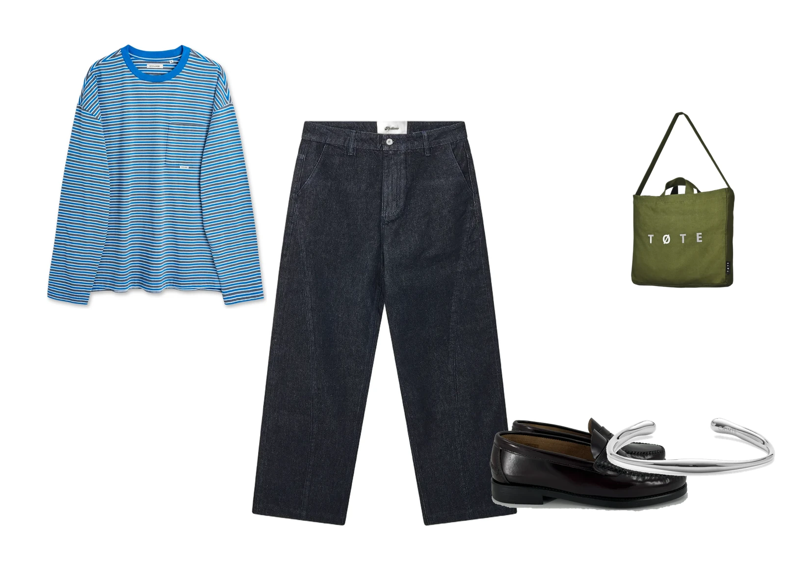 Blå striber / Rå denim / Bordeaux