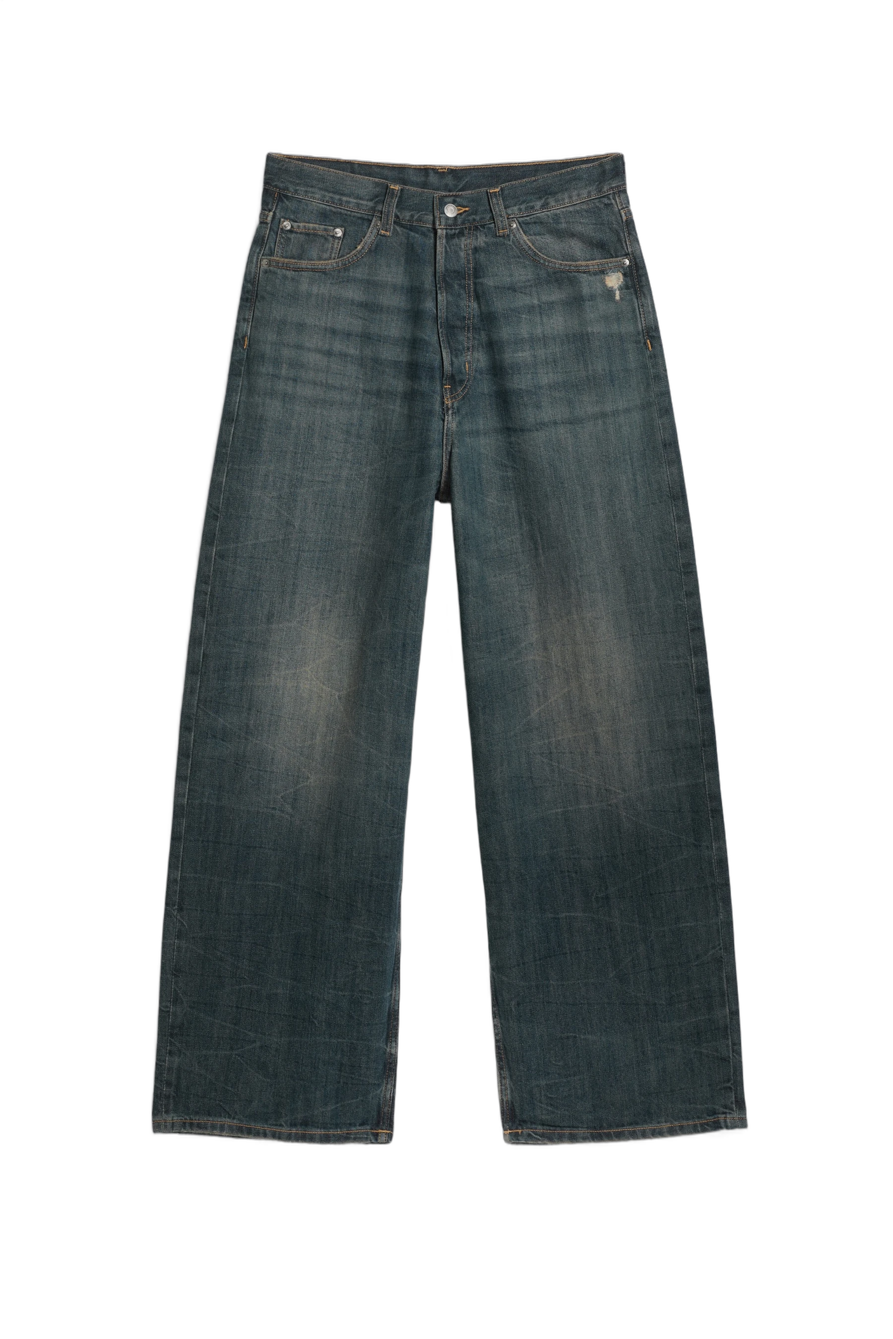Astro Mid Rise Loose Baggy Unisex Jeans, Marina Blue - Dark Blue fra Weekday