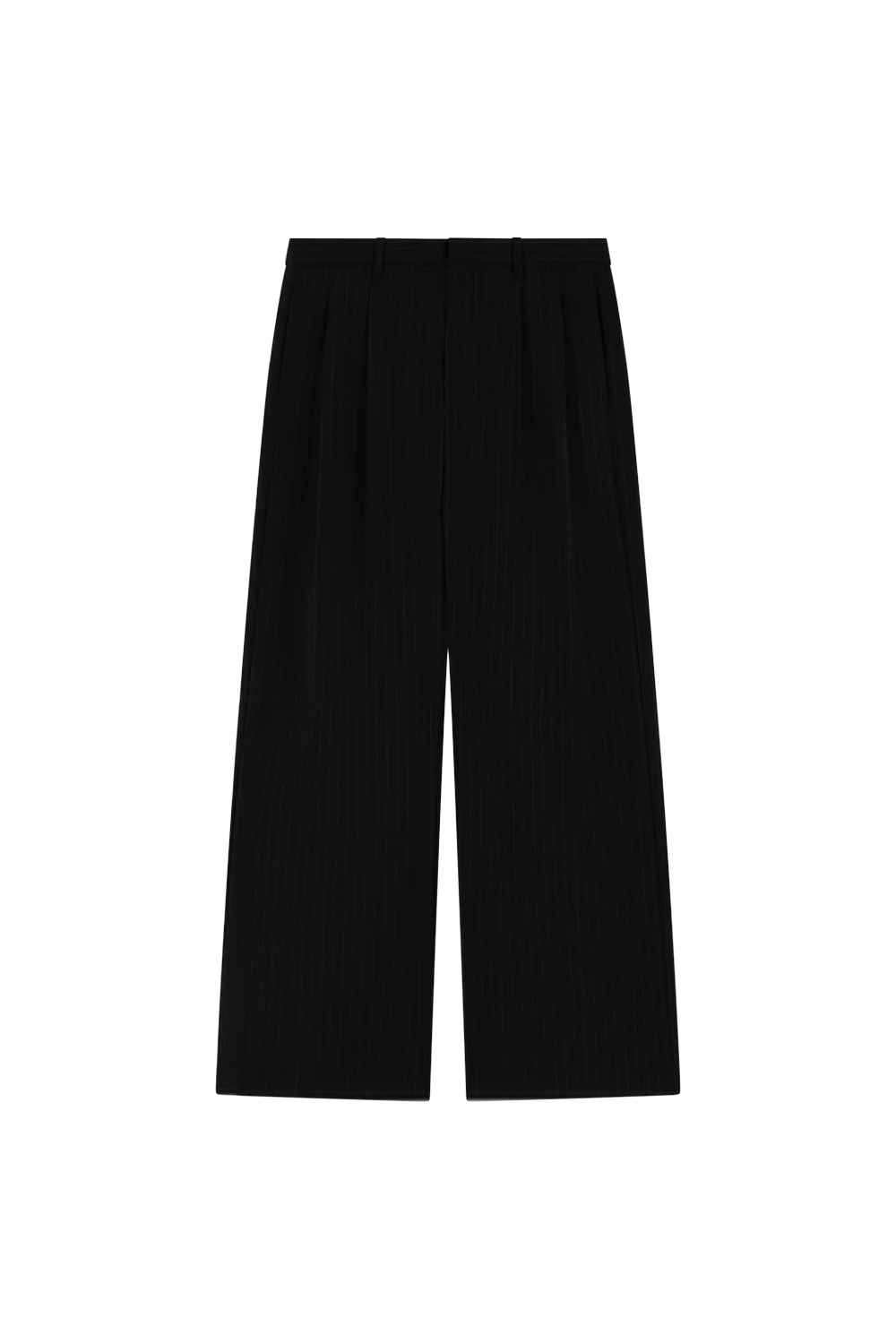 Pleated bukser, sort pinstripe fra 33mm