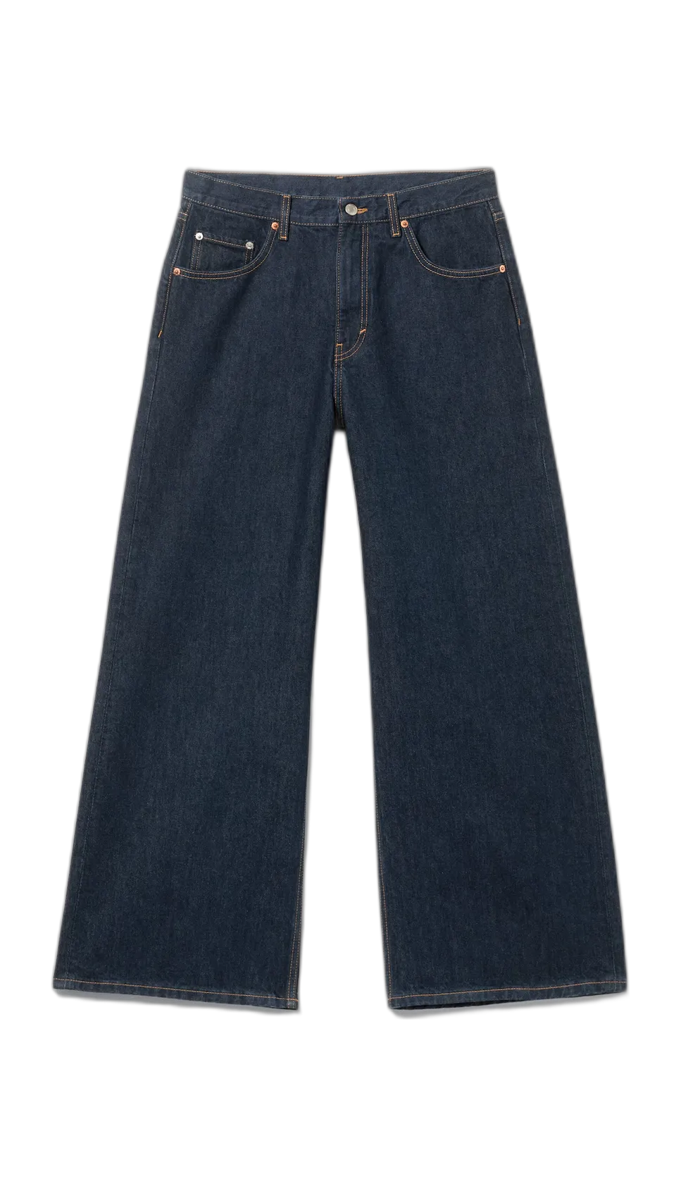 Wide-leg jeans, mørk denim fra Weekday