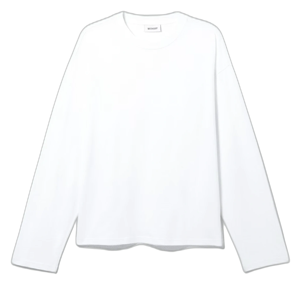 Loose Boxy Long-Sleeved T-shirt fra Weekday i hvid